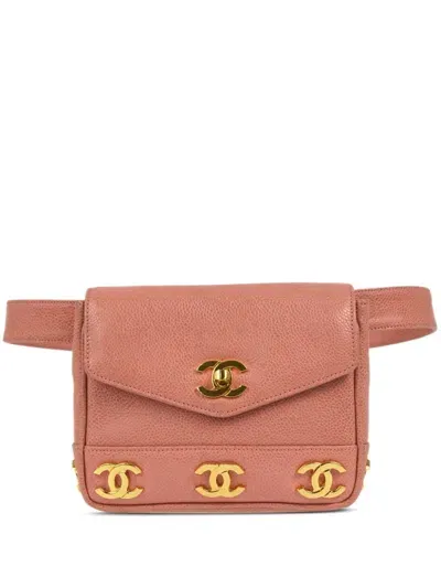 Pre-owned Chanel 1992 Triple Cc Belt Bum Bag In Rosa