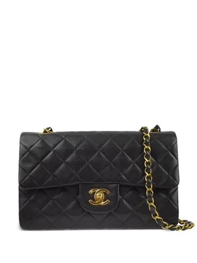 Pre-owned Chanel 1995 Small Double Flap Shoulder Bag In Black