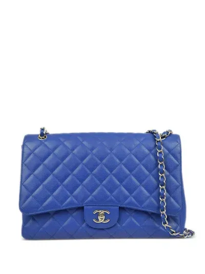 Pre-owned Chanel 2009 Jumbo Classic Flap Shoulder Bag In Blue