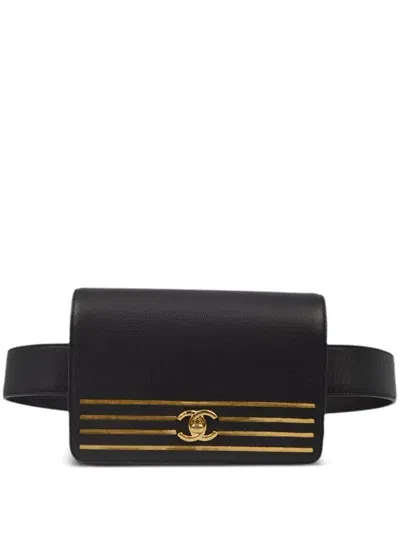 Pre-owned Chanel 2019 Captain Belt Bag In Black