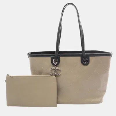 Pre-owned Chanel Beige Caviar Skin On The Road Tote Bag