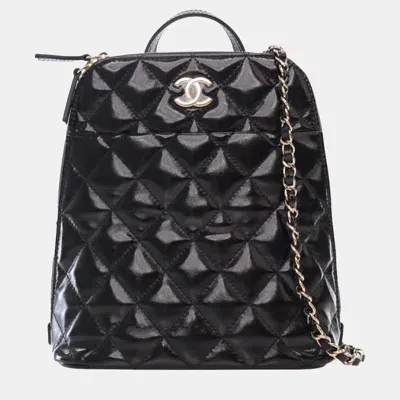 Pre-owned Chanel Black Shiny Calfskin My Pocket Backpack