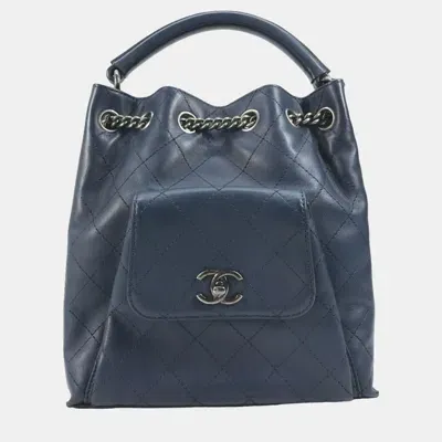 Pre-owned Chanel Blue Leather Urban Luxury Backpack