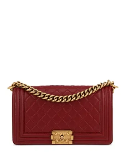 Pre-owned Chanel Boy Shoulder Bag In Red