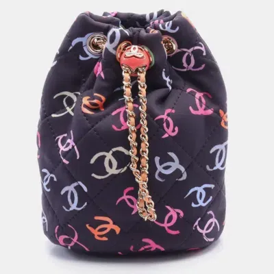 Pre-owned Chanel Navy Multicolor Canvas Coco Mark Rucksack Backpack