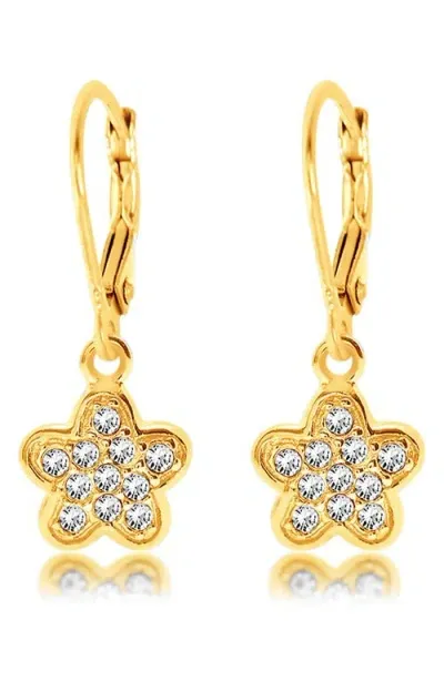 Chanteur Kids' Flower Drop Earrings In Clear/gold