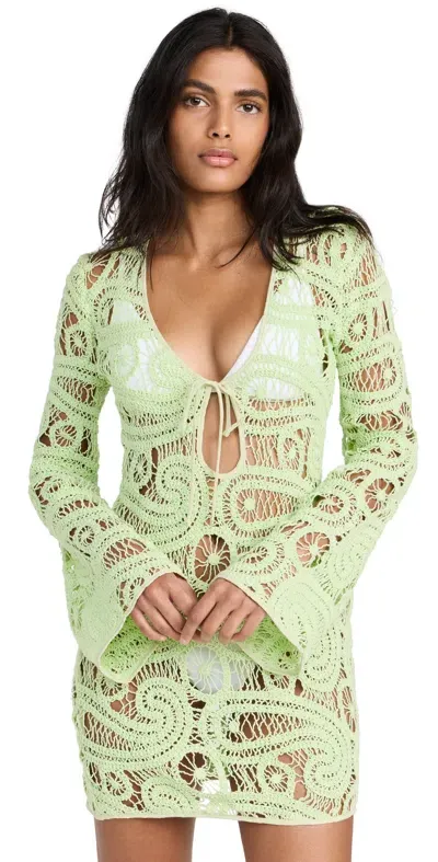 Charina Sarte Paisley Crochet Mini Dress Mint