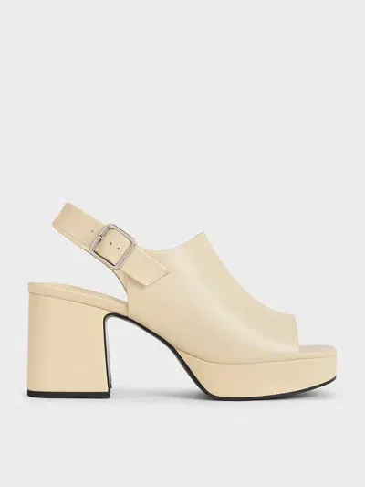 Charles & Keith - Peep-toe Platform Sandals In Gold