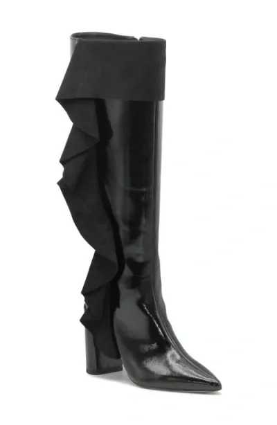 Charles By Charles David Viva Pointed Toe Knee High Boot In Blackpatent