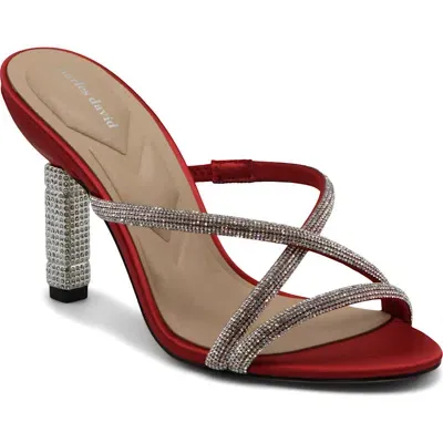 Charles David Carolyn Crystal Embellished Slide Sandal In Red