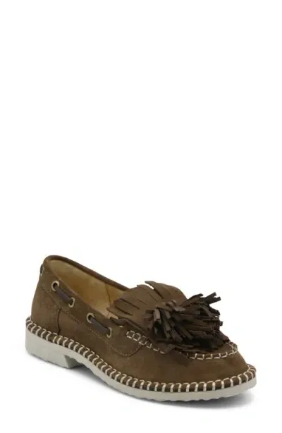 Charles David Poppy Kiltie Fringe Loafer In Dark Tan