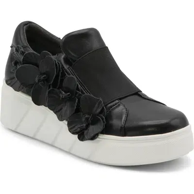 Charles David Rachelle Floral Embellished Wedge Sneaker In Black