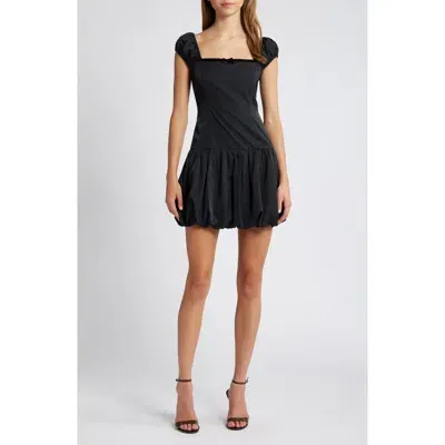 Charles Henry Bubble Hem Minidress In Black