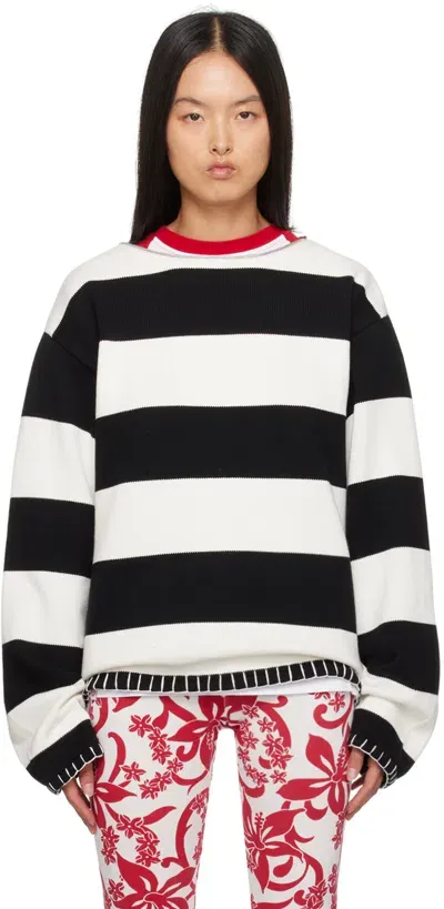 Charles Jeffrey Loverboy Black & White Boo Sweater In Black-white Stripe