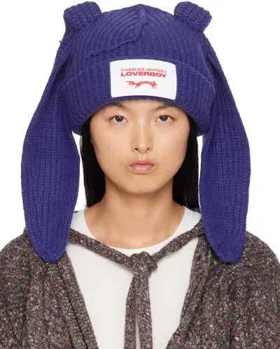 Charles Jeffrey Loverboy Blue Chunky Rabbit Beanie