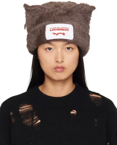 Charles Jeffrey Loverboy Brown Fluffy Chunky Ears Beanie