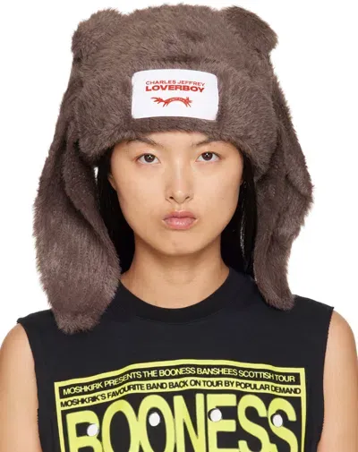 Charles Jeffrey Loverboy Brown Fluffy Chunky Rabbit Beanie