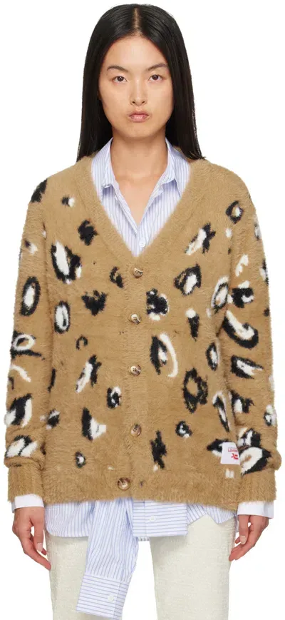 Charles Jeffrey Loverboy Brown Fluffy Label Cardigan In Brown Leopard