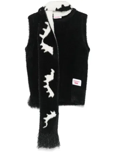 Charles Jeffrey Loverboy Brushed Attached-scarf Vest In Black