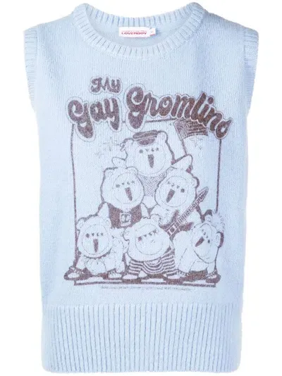 Charles Jeffrey Loverboy Cute Gromlin Knitted Vest In Blue