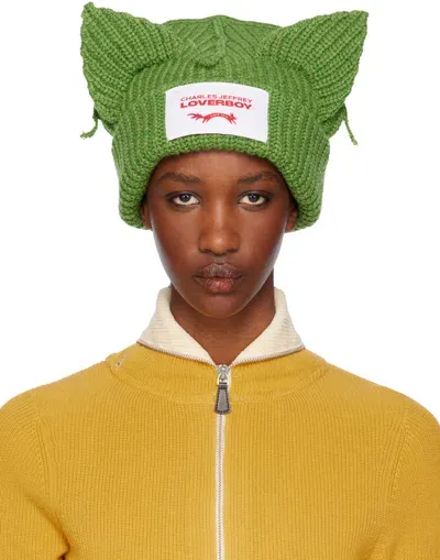 Charles Jeffrey Loverboy Green Chunky Ears Beanie