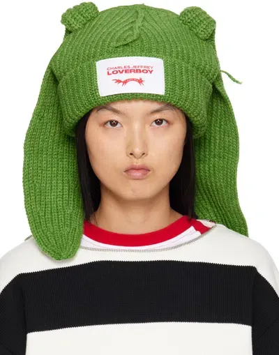 Charles Jeffrey Loverboy Green Chunky Rabbit Beanie