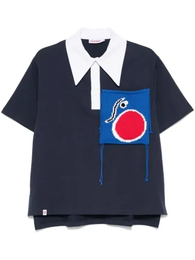 Charles Jeffrey Loverboy Knitted Patch-pocket Polo Shirt In Blue