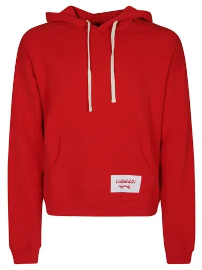 Charles Jeffrey Loverboy Logo Patch Ribbed Hoodie In Rosso