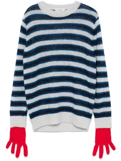 Charles Jeffrey Loverboy Mohair Gloves Jumper In Blue-white Stripe