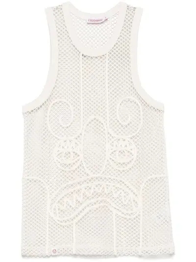 Charles Jeffrey Loverboy Monogram-jacquard Mesh Top In Neutrals