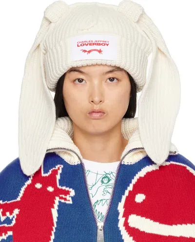 Charles Jeffrey Loverboy Off-white Chunky Rabbit Beanie In Ecru