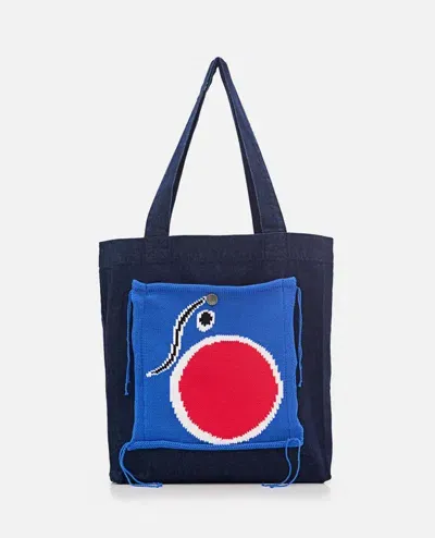 Charles Jeffrey Loverboy Tote Bag With Knit Patch In Blue