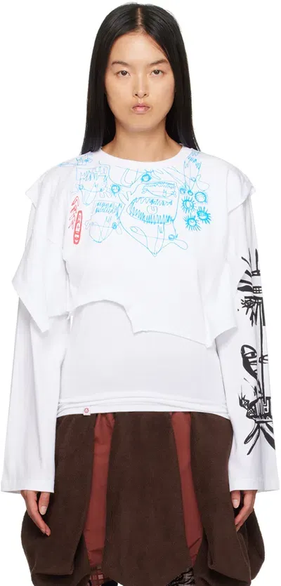 Charles Jeffrey Loverboy White Long Sleeve Double T-shirt