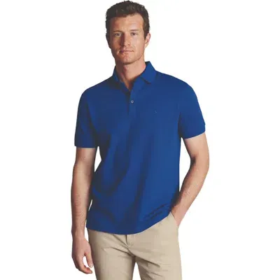 Charles Tyrwhitt Solid Short Sleeve Cotton Tyrwhitt Pique Polo In Cobalt Blue