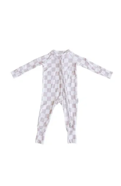 Charlie Lou Baby Kids' ® Checkered Double Zipper Convertible Romper In Beige & White