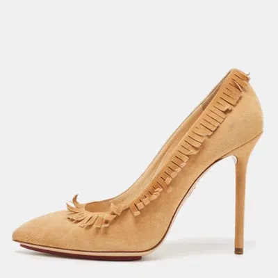 Pre-owned Charlotte Olympia Brown Suede Fringe Pumps Size 40