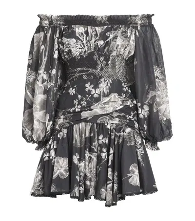 Charo Ruiz Floral Print Schaly Mini Dress In Black