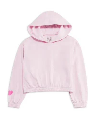 Chaser Girls' Cloud Cropped Pullover Hoodie - Little Kid In Pink Cloud