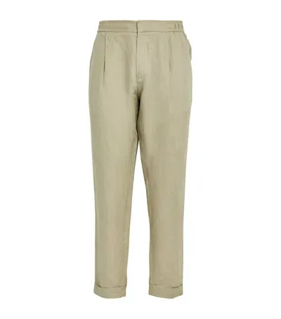 Che Linen Drawstring Trousers In Green