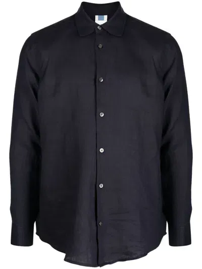 Che Tape-embellished Linen Shirt In Blue