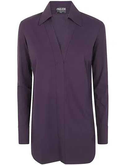 Chiara Boni Atena Slim Shirt Jersey In Pink & Purple