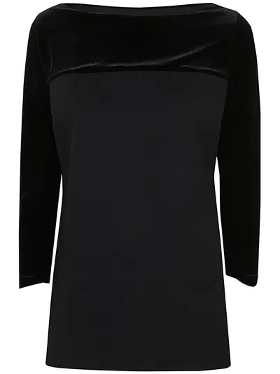 Chiara Boni Danzi Velvet Top Jersey In Black