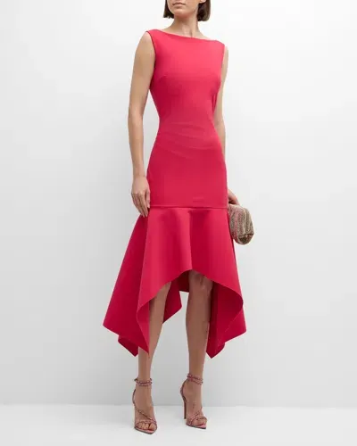 Chiara Boni La Petite Robe Boat-neck Handkerchief Midi Dress In Pink