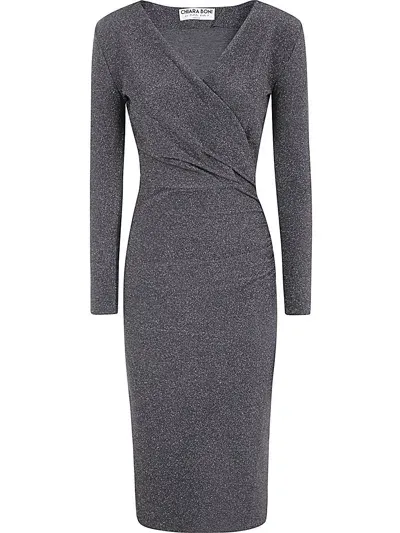 Chiara Boni Slava Starry Lurex Dress Jersey In Grey