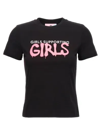 Chiara Ferragni Brand 'girls Supporting Girls' T Shirt In Black