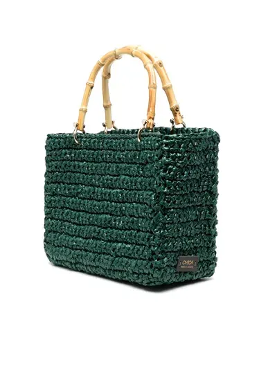 Chica Venere Raffia Tote Bag In Dark Green