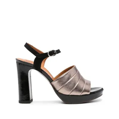 Chie Mihara Ceberano 100mm Leather Sandals In Metallic/black