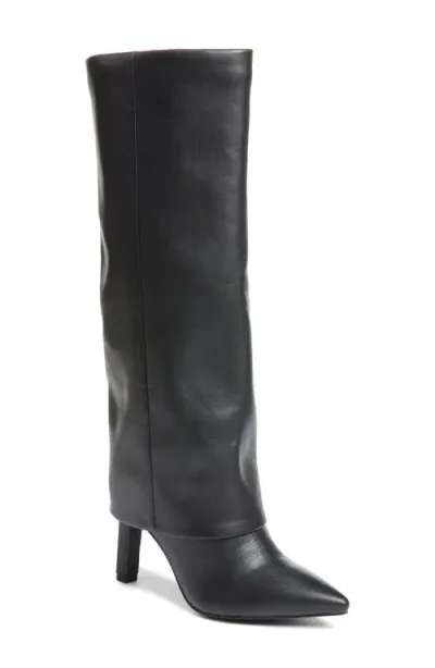 Chinese Laundry Fave Foldover Shaft Pointed Toe Knee High Boot In Black