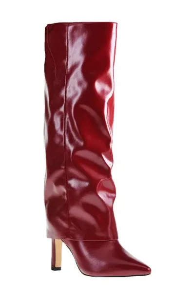 Chinese Laundry Fave Foldover Shaft Pointed Toe Knee High Boot In Red