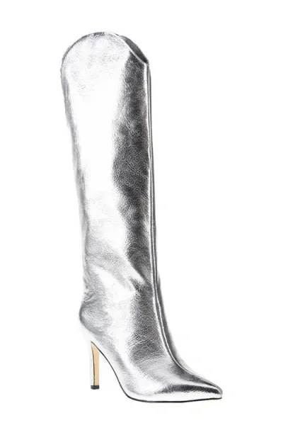 Chinese Laundry Fiora Pointed Toe Knee High Boot In Silver